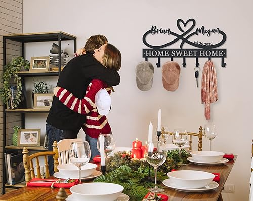 Miniatura 3 de Personalized Key Holder for Wall, Metal Infinity Heart Key Hooks, Key Hooks for Wall, Coat Rack, Custom Name Key Rack, Key Holder Wall Hanging,