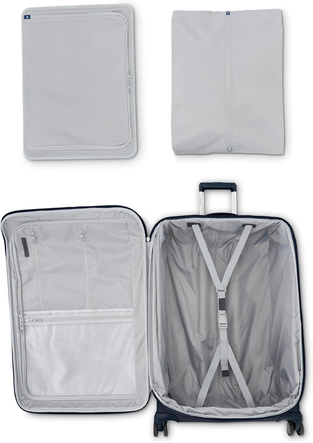 Samsonite Elevation Plus 30-Inch Large Checked Luggage - Expandable Softside Spinner Suitcase - Midnight Blue - Image 3