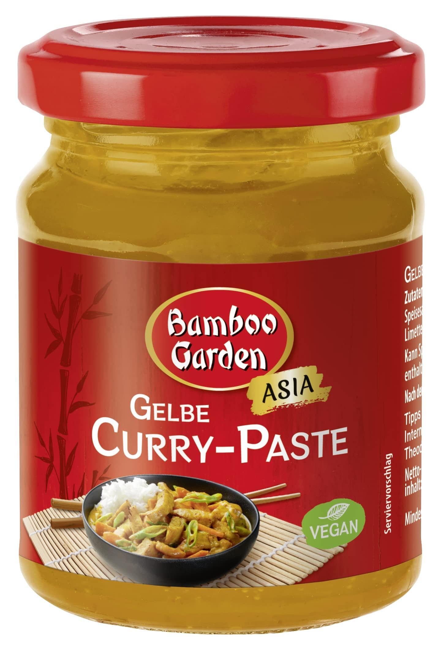 Bamboo Garden - Gelbe Currypaste , Aus natürlichen Zutaten , Optimal für thailändische Curry-Gerichte , 1 x 125 g