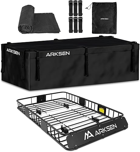 Miniatura 22 de ARKSEN - Portaequipajes universal de 64 pulgadas con red de extensión de carga para techos de vehículo en color negro