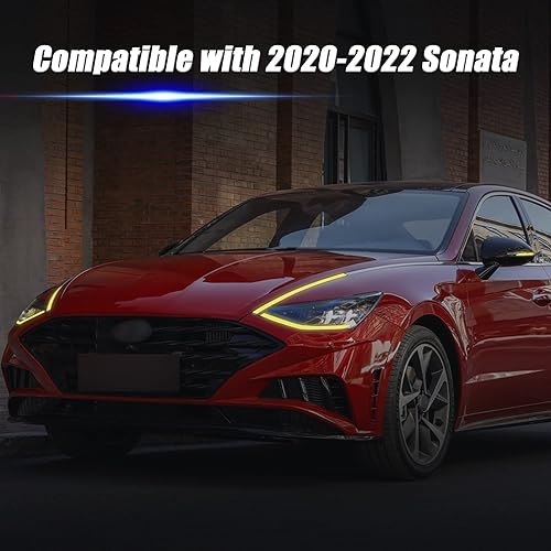 Miniatura 2 de TOMALL Láminas de vinilo para marcadores laterales de faros y espejos laterales con tinte ahumado compatibles con Hyundai Sonata 2020-2022,