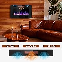 Vista 2 de Chimenea eléctrica de 30 pulgadas para insertar ultradelgada - Chimenea calefactora empotrada y de montaje en pared con termostato, llama ajustable