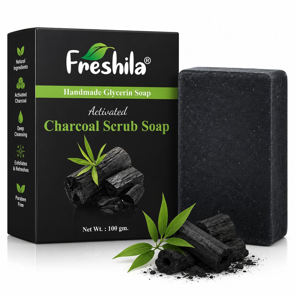 Activated Charcoal Scrub Soap, Handmade Glycerin, Deep Cleansing, Exfoliates & Refreshes, Paraben Free, 100 gm (1)-image-12