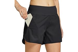 Womens 4" Athletic Running Hiking Shorts with Built-in Liner and Zipper Pockets...