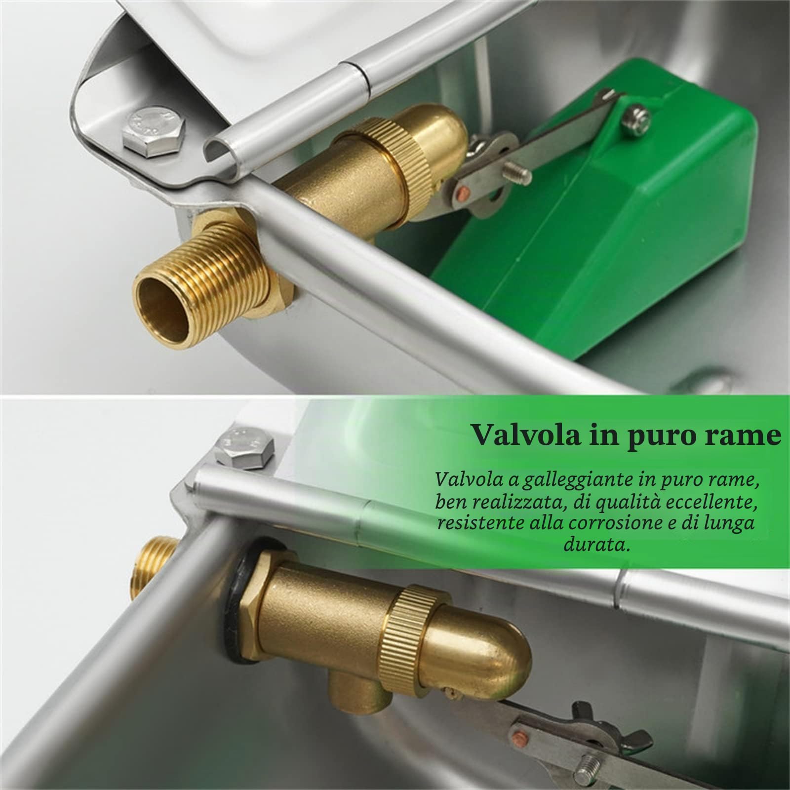Abbeveratoio automatico in acciaio inox con valvola galleggiante per cani, cavalli, capre, pecore
