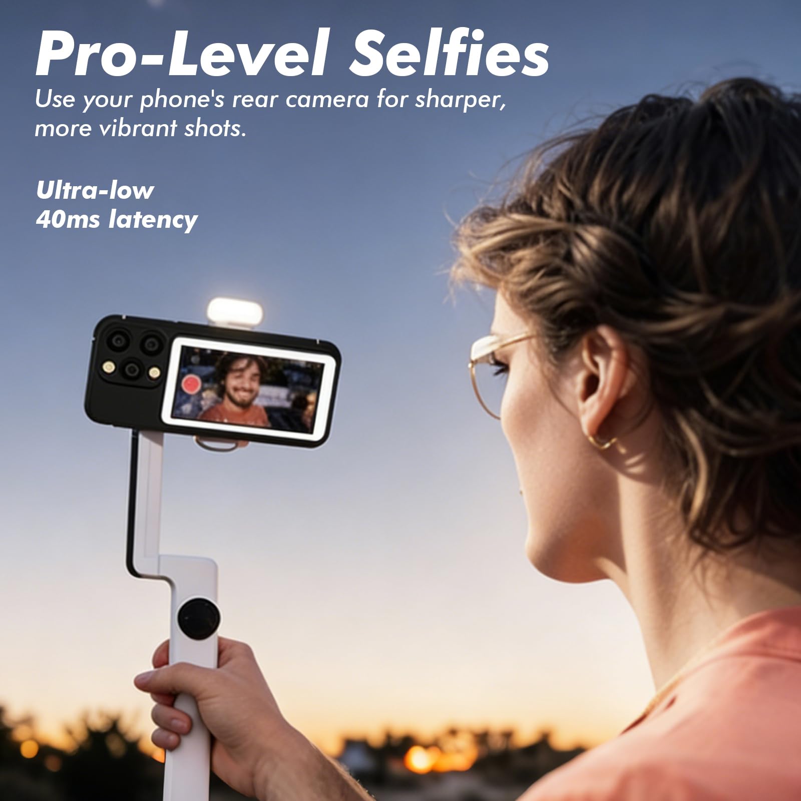 Monitor de selfie para teléfono móvil, pantalla de selfie para iPhone y Android, Vlog Selfie Monitor, Vlog Magnético Vlog Accesorios para YouTube, TikTok, transmisión en vivo
