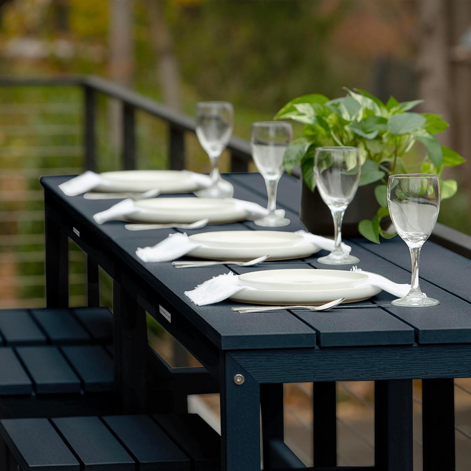 highwood Monroe 6-Piece Counter Height Modern Balcony Set, 2 Tables and 4 Stools, Federal Blue
