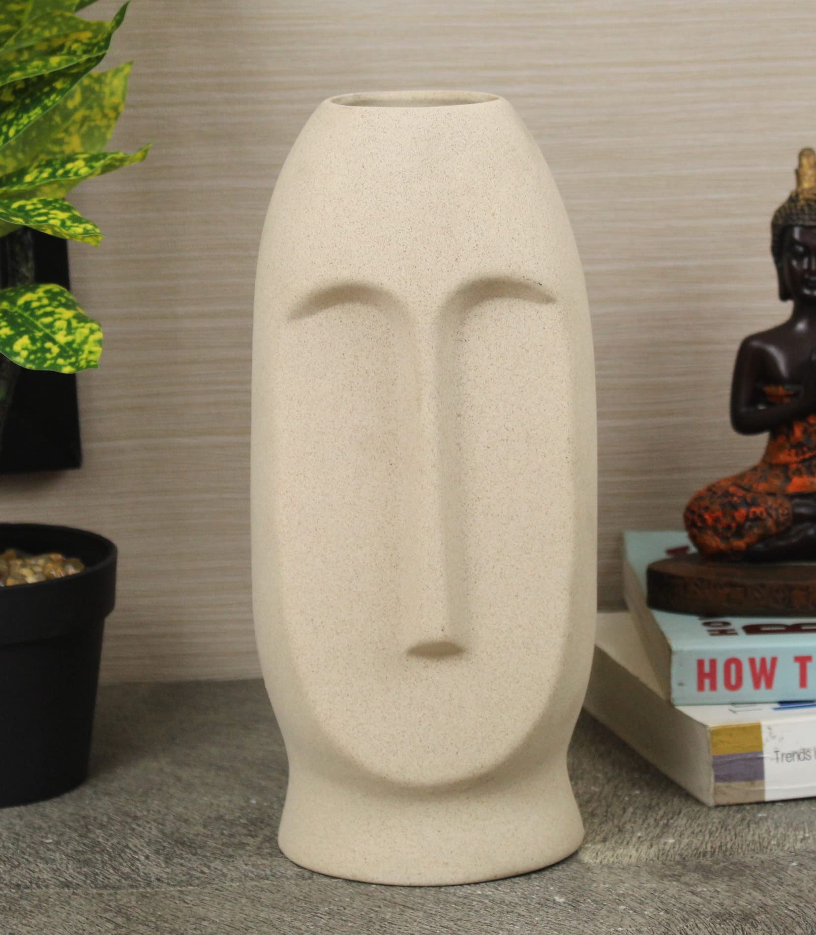 TIED RIBBONS Flower Vase (White, Matte Finish, 9.8 inch x 3.9 Inch) for Artificial Flowers Face Vase Living Room Plants Home Decor Office Bedroom Table, Diwali Decoration Items for Home, Diwali Gifts