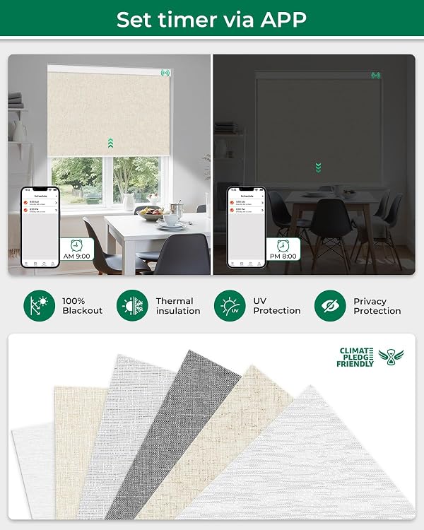 Allesin Motorized Blinds with Remote Smart Blackout Roller Shades | All-in-One & Ultra-Quiet Automatic Electric Power Blinds for Home Office, Sand-Linen 31x72 by Allesin - Image 7