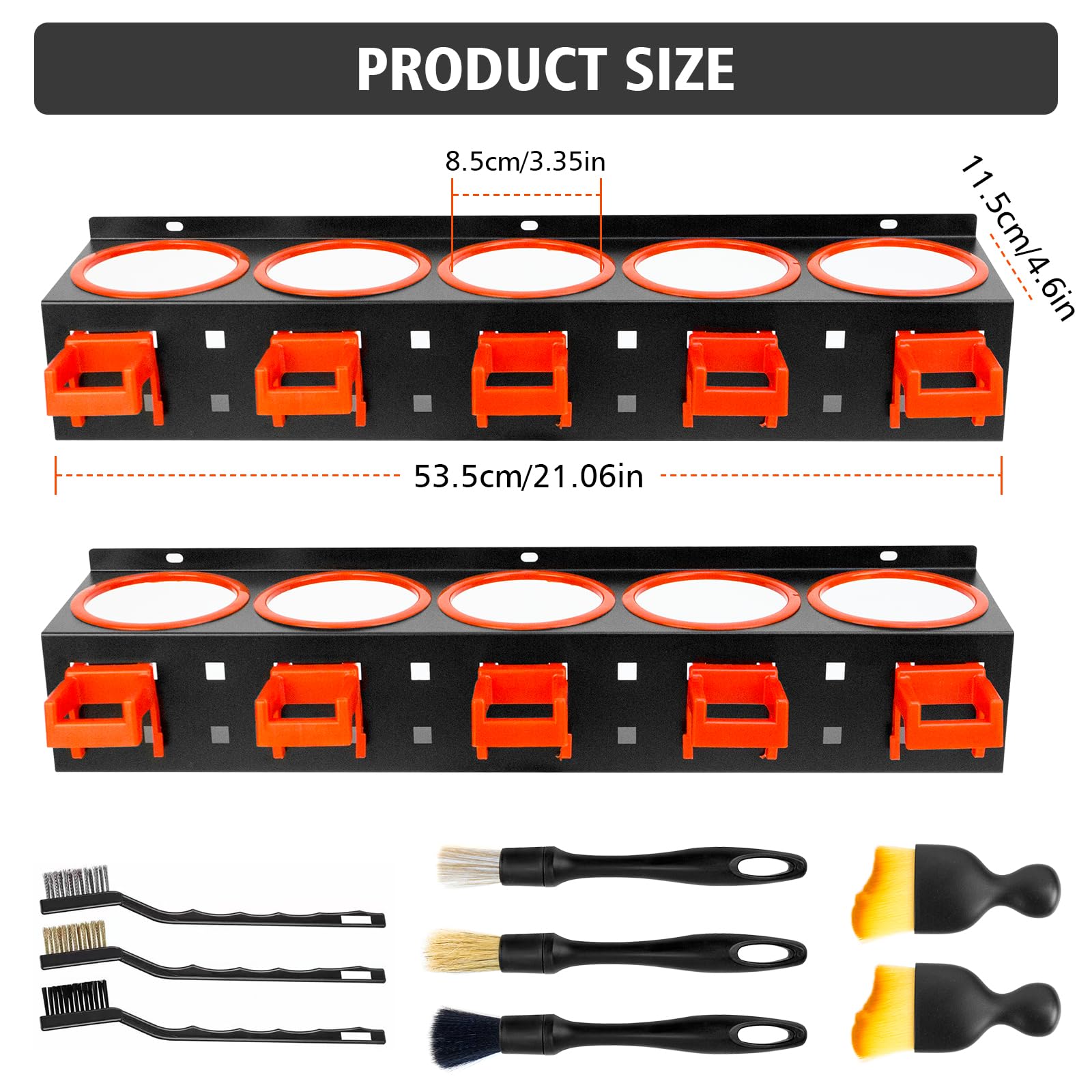 Soporte para latas para botellas de spray, 2 unidades, soporte para botellas de aerosol con gancho para colgar, 8 cepillos de limpieza para coche, soporte para latas de aerosol con 5 soportes para
