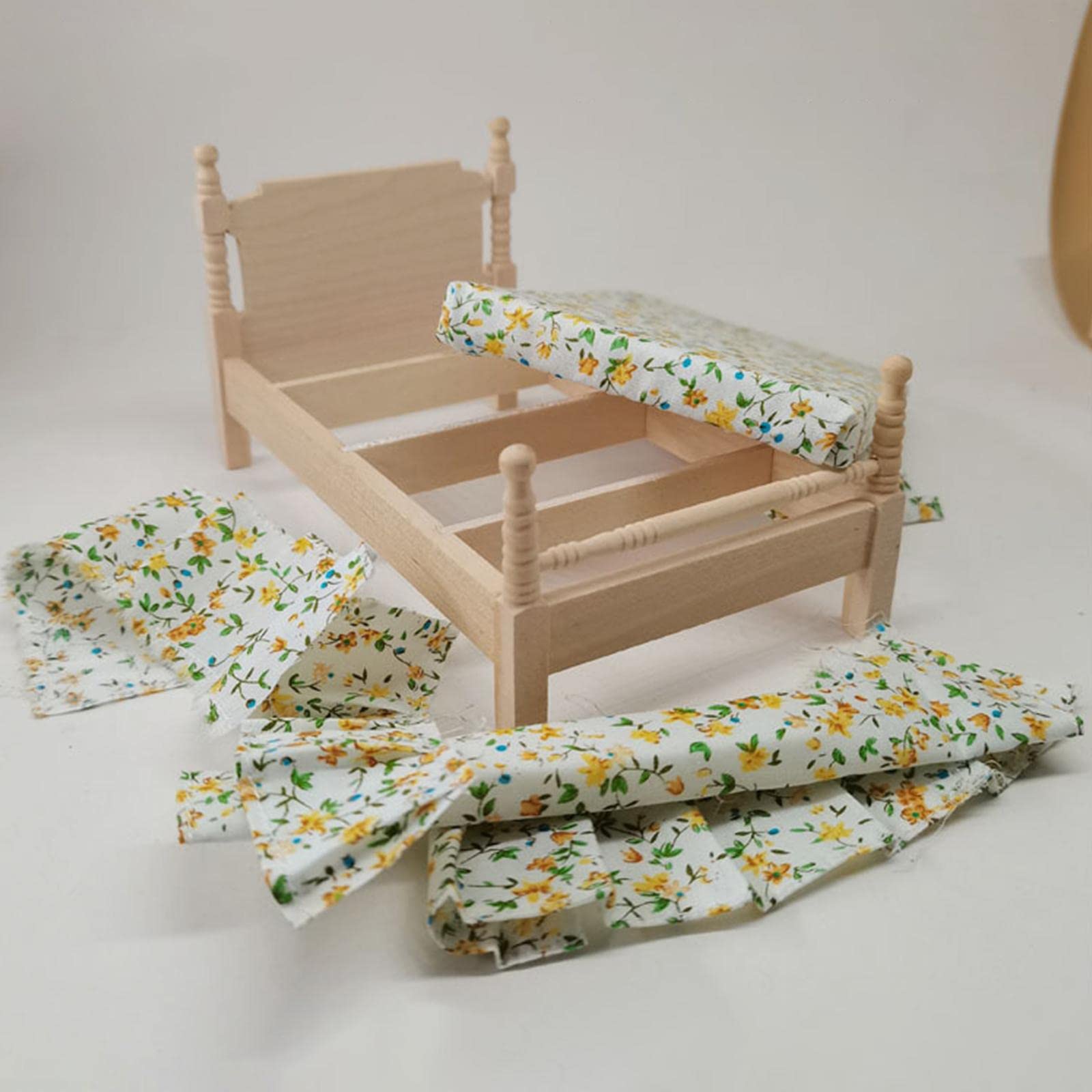 MagiDeal Lit Miniature Pour Maison De Poupée 1/12, Modèle De Simula De Meubles En Bois Accessoires De Decoration Pour Or Amz