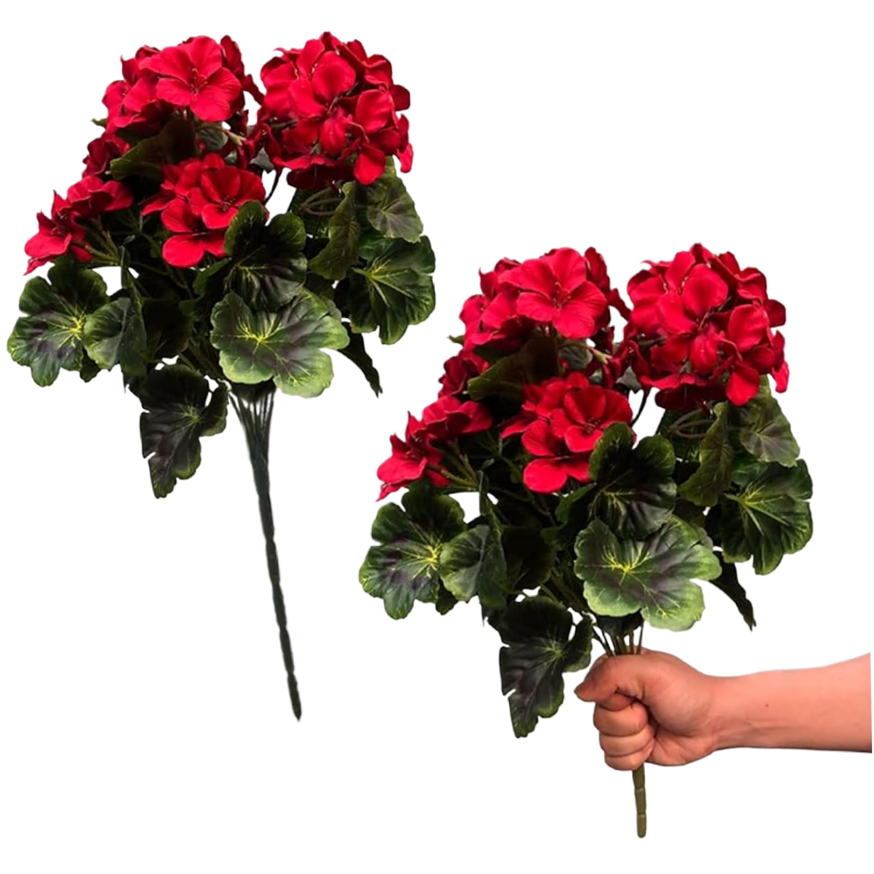 Géranium artificiel rouge en soie de 45 cm pour sublimer votre décoration extérieure ou intérieure
