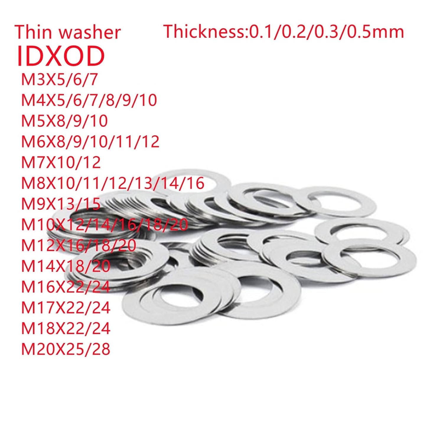 20 個 M3 M4 M5 M6 M7 M8 M9 に M30 ステンレス鋼超薄型フラット精密調整ワッシャーガスケットシム(M4x7