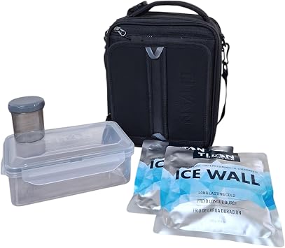 صندوق غداء قابل للتوسيع من Titan by Arctic Zone، مبرد معزول ومقاوم للسحق مع جدارين جليديين وحقيبة تحضير وجبات مبطنة مقاومة للتسرب مع حزام وحاوية للعمل والسفر | أسود