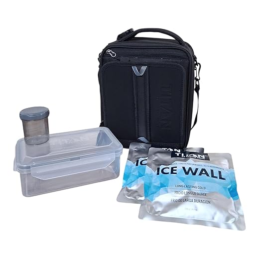Titan by Arctic Zone Expandable Lunch Box – Insulated, Crush-Resistant Cooler with 2 Ice Walls & Leak-Proof Lining – Meal Prep Bag with Strap & Container for Work & Travel | Black