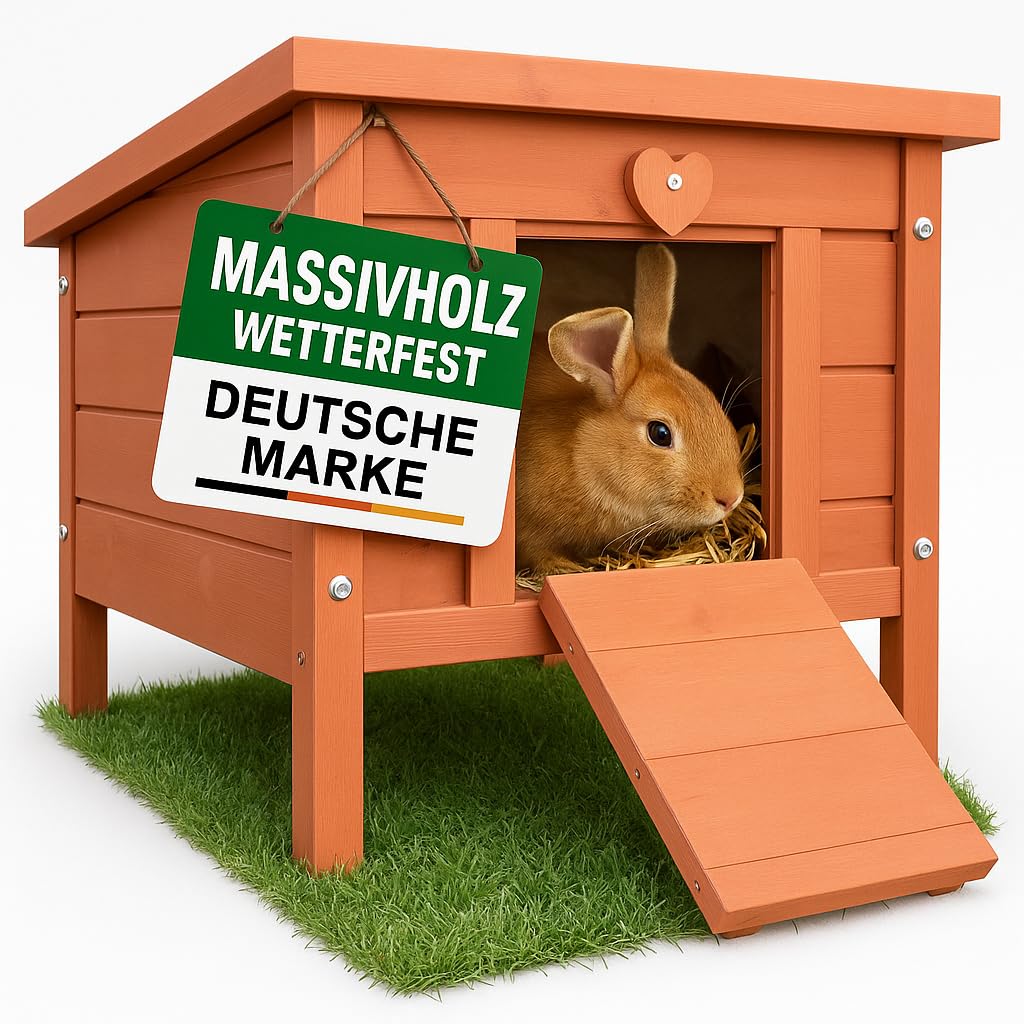 zooprinz großes Kleintierhaus mit klappbarem Dach – perfekt für draußen und drinnen – Besonders einfach umgestellt – Nagerhaus aus Vollholz mit natürlicher Farbe gestrichen - Hasenhaus Kaninchen Haus