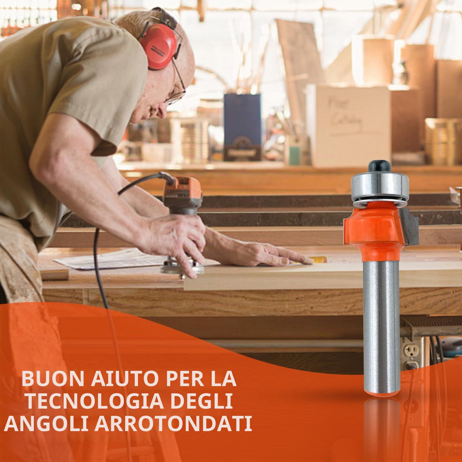 Fresa arrotondata da 8 mm, raggio di 2 mm, fresa rotonda standard, con cuscinetto a sfera, lama in metallo duro K10, per la lavorazione del legno, fai da te, per la fresa a a casa