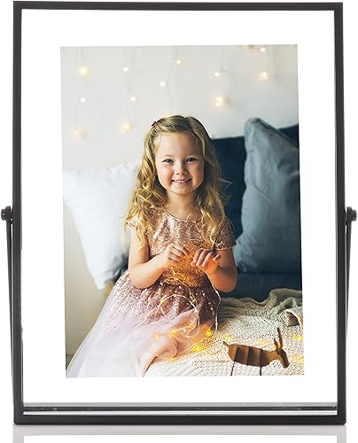 Miniatura 4 de Lawrence Frames Marco de fotos flotante con caballete de metal, 5 x 7, color negro