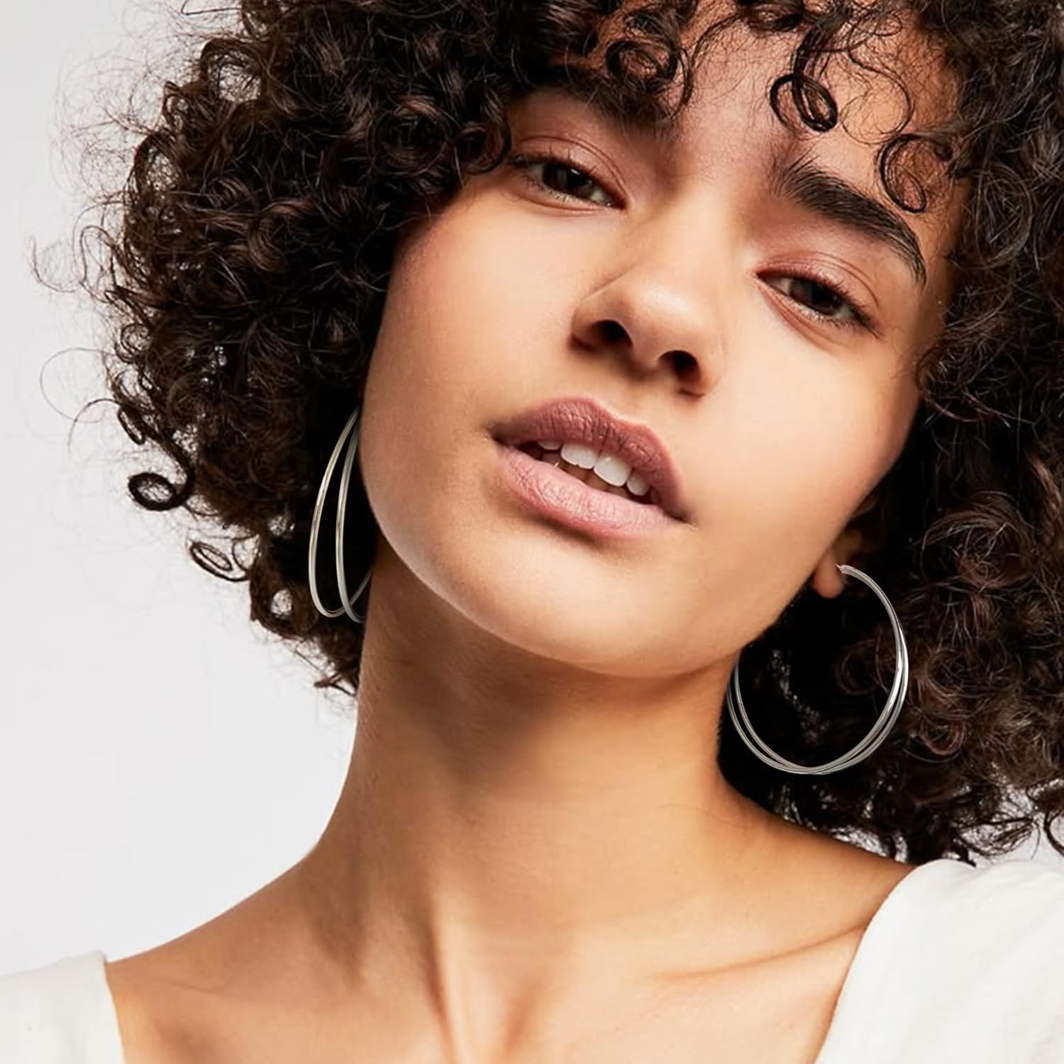 OOOPEL Large Thin Double Hoop Earrings for Women Lightweight Hypoallergenic 925 Sterling Silver Post 14K Gold Hoops Non Tarnish Sturdy Big Thin Double Layered Hoop Earrings 30/40/50/60mm - Image 2