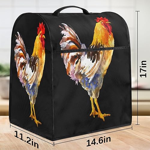 Miniatura 2 de Funda para batidora de soporte con patrón de gallo compatible con mezclador de 6 a 8 cuartos de galón, se adapta a todos los cabezales inclinados y