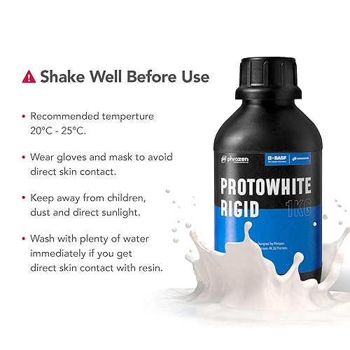 Miniatura 7 de phrozen Protowhite - Resina rígida de 405 nm LCD de curado UV estándar de fotopolímero, ideal para prototipo industrial (2.2 lbs)
