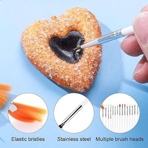 Miniatura 10 de 15 pinceles de pintura para pasteles, kit de pinceles para decoración de pasteles, herramientas de pincel seguras para alimentos, suministros de