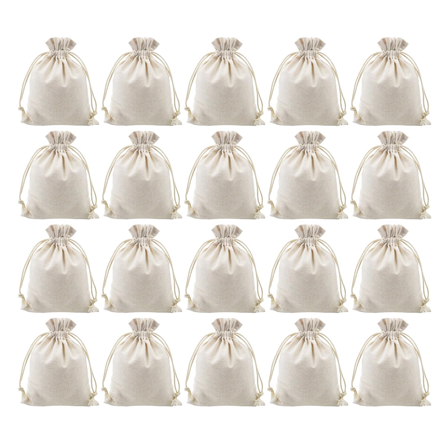 Rnfksu Off-White 20 Pieces Of Small Cloth Bags, Cotton And Linen Drawstring Pockets, Gift Storage Supplies, Handmade Diy Supplies, Jewelry Packaging Bags.