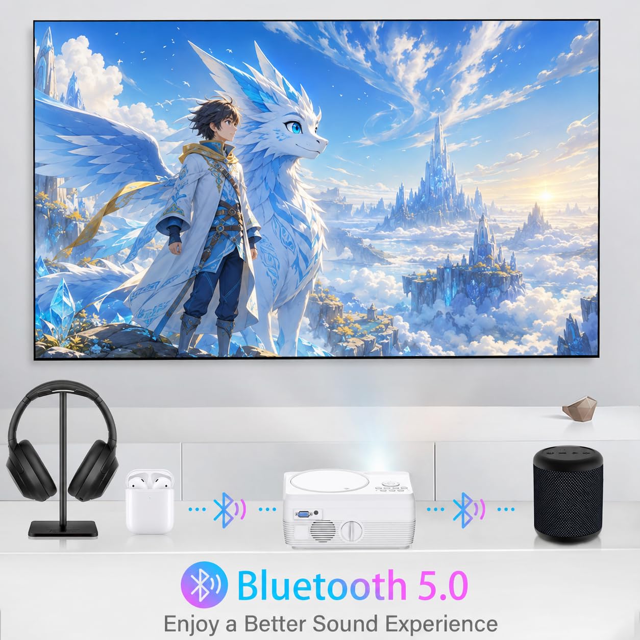 Amazon.com: Full HD WiFi Bluetooth Projector Built in DVD Player