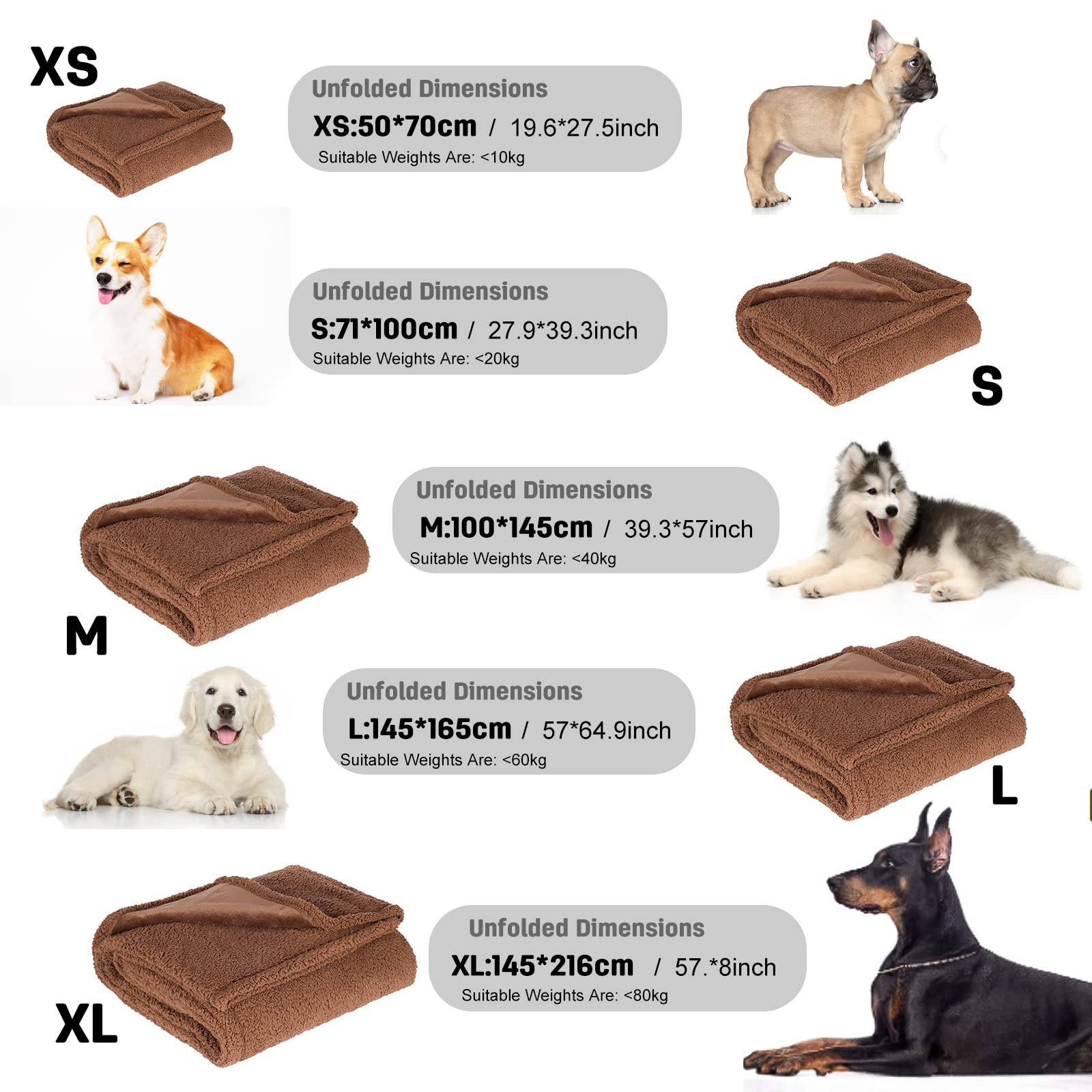PETCUTE Manta Suave de Felpa para Perros Gatos,Manta Impermeable para Perros,Manta Felpa Sofa para Perros Gatos Mascotas,Reversible,Lavable a Máquina,Manta para Mascotas para Exteriores