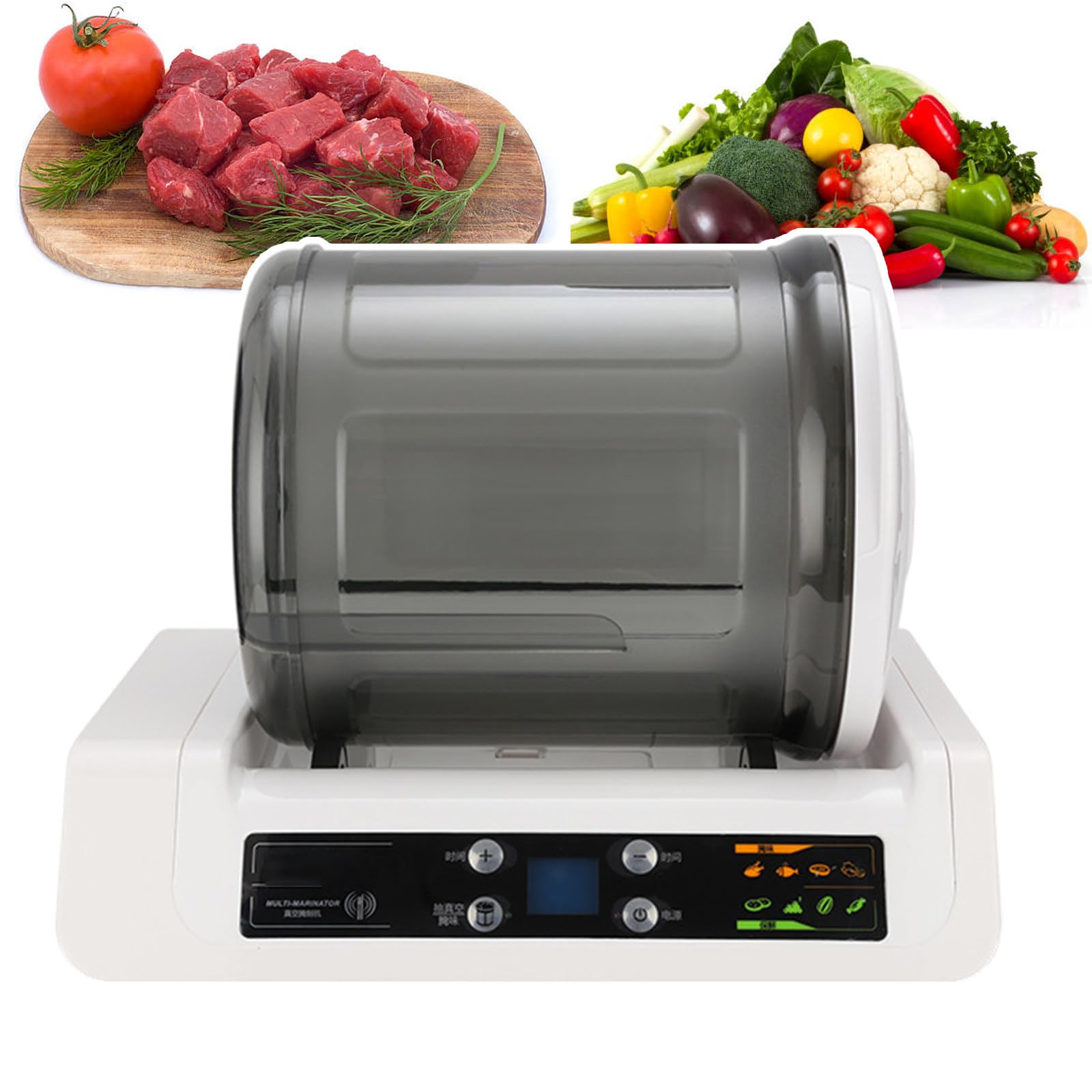 BOOZXCV Automatic Vacuum Tumbler Marinating Machine 4w,7l Capacity Pickling Barrel,Led Display,Timer 10 Hours,For Marinating Meat And Vegetables
