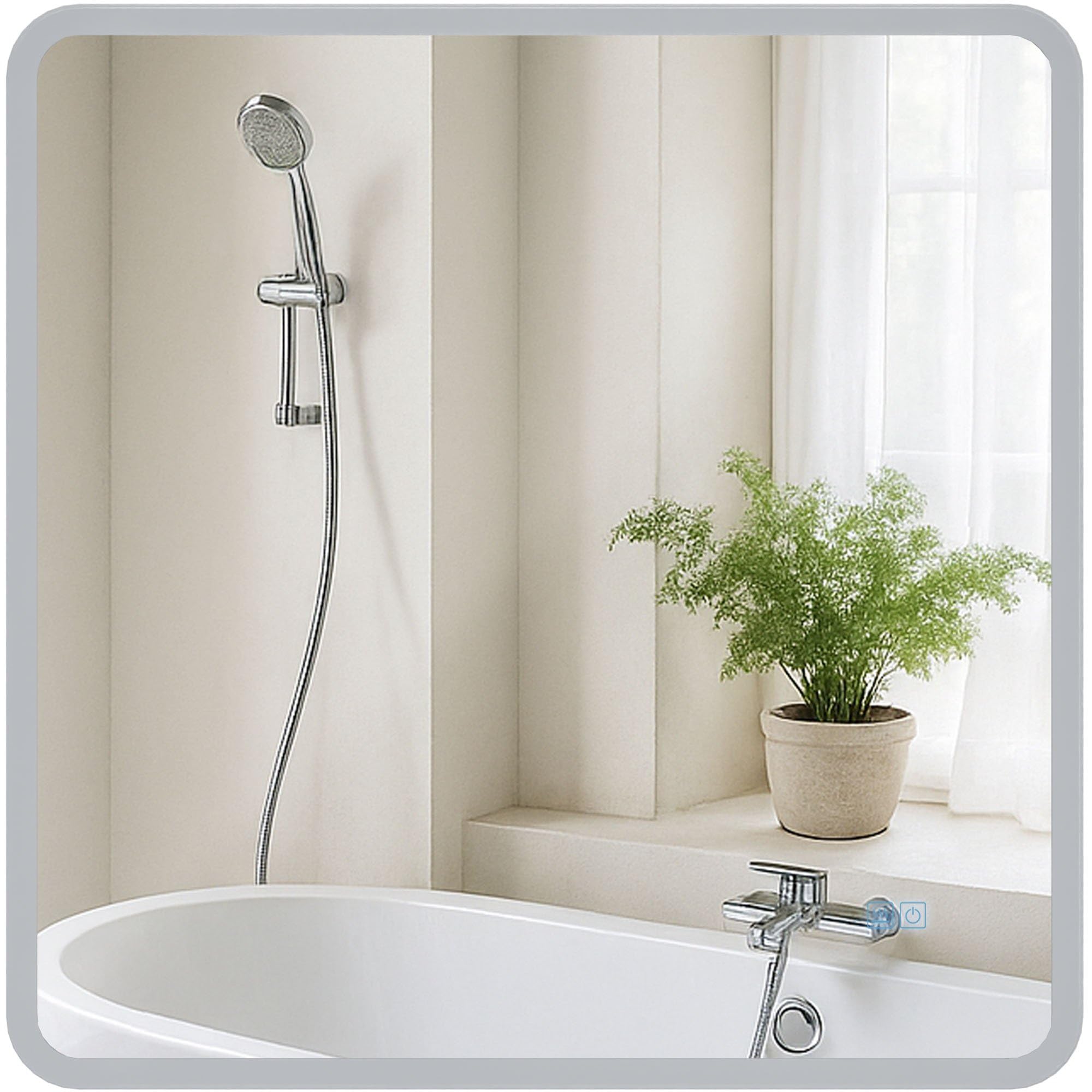 CLP Specchio da bagno Jericho con illuminazione, specchio da bagno antiappannamento, specchio da parete con luce LED, dimmerabile, Dimensione:80x80 cm