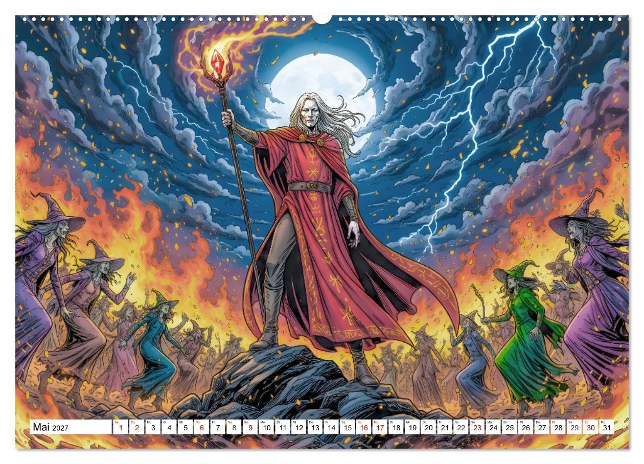 Die Walpurgisnacht - Alruns großes Hexenabenteuer (Wandkalender 2027 DIN A2 quer), CALVENDO Monatskalender: Eine fantasievolle, kind- und ... Überlieferungen neu erzählt. (CALVENDO Kunst)