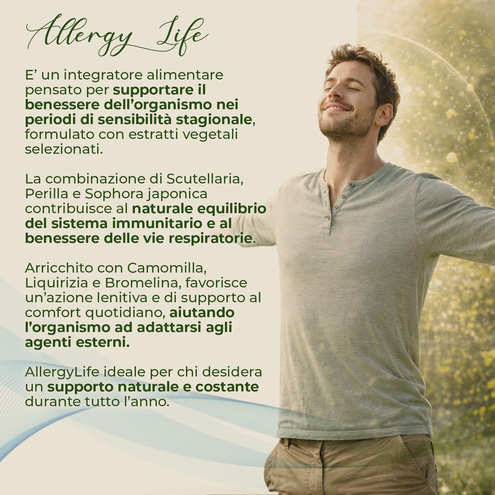 AP PLUS AllergyLife Integratore Alimentare con Estratti Vegetali per Difese Immunitarie e Supporto Naturale alle Reazioni Allergiche | 90 capsule
