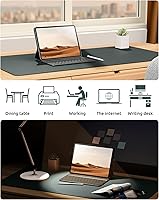 Vista 6 de YSAGi Leather Desk Protector, Office Mat, Large Mouse Mat, Non-Slip PU Leather Blotter, Laptop Desk, Waterproof Writing Pad for Office and Home