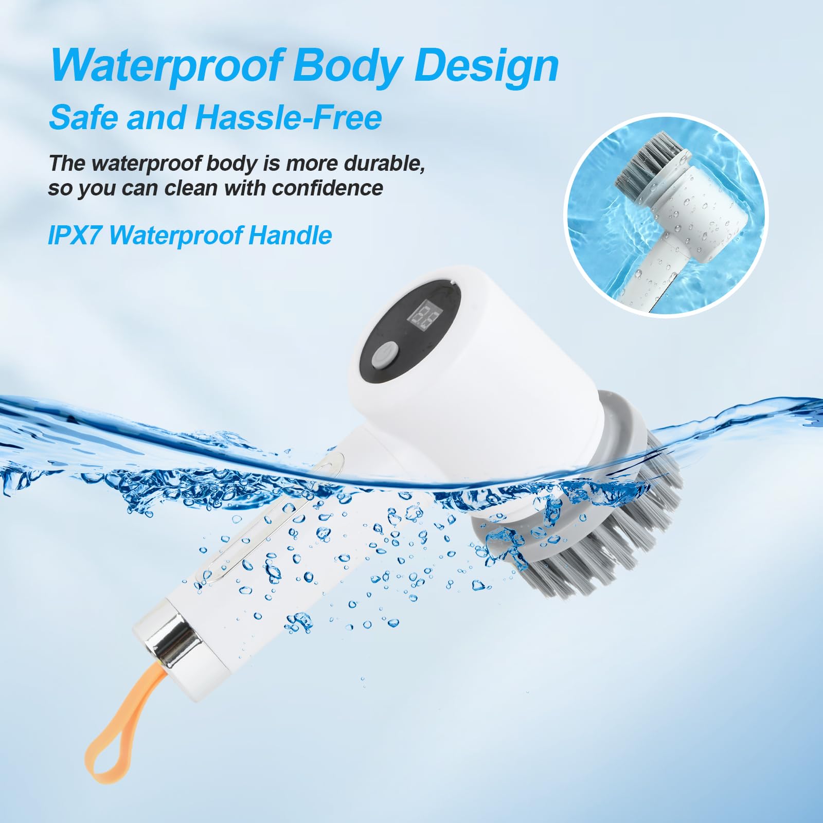 Spazzola Elettrica Rotante per Pulizia - 5 Testine Intercambiabili & 3 Modalità - Perfetta per Piastrelle, Cucina, Vetro e Tazze, Impermeabile, Autonomia 180 Min - Design Wireless e Leggero