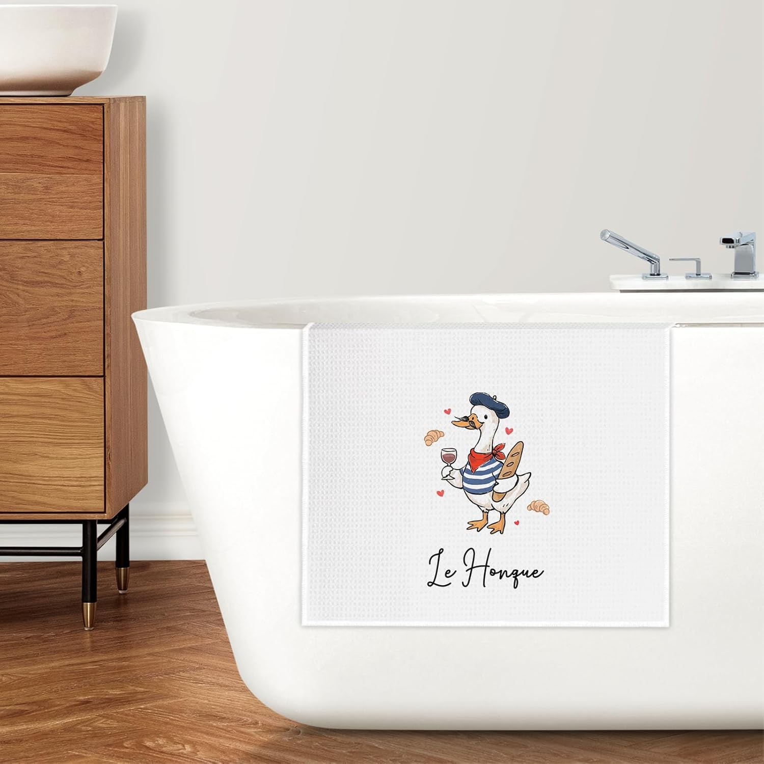 Funny French Goose Kitchen Dish Towels,Goose Lover Gifts for Women,French Croissant Geese Hand Tea Towels for Bathroom Kitchen Decor,16x24 Inches - Image 5