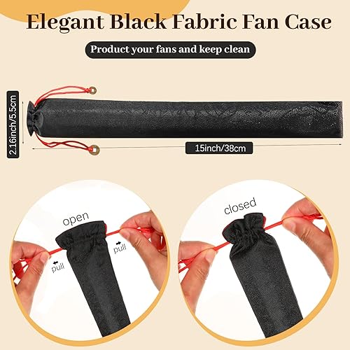 Miniatura 3 de Juego de 8 abanicos plegables grandes para baile de línea y estallido, ventiladores de mano con mangas de abanico, ventilador chino de Kung Fu para