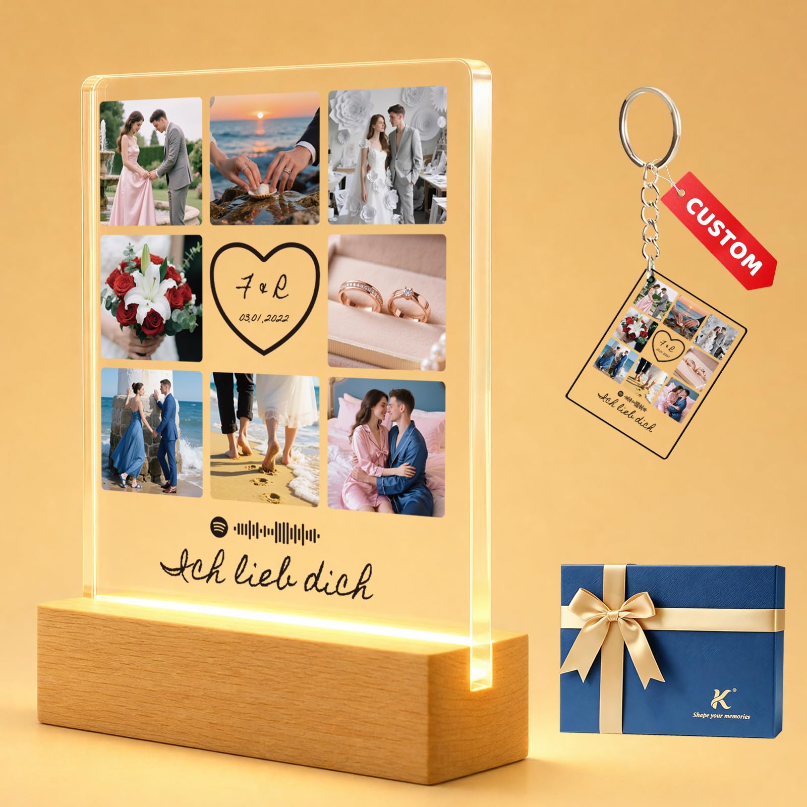 kunyutech Family Photo Collage Plaque, Personalised Gift for Loved Ones