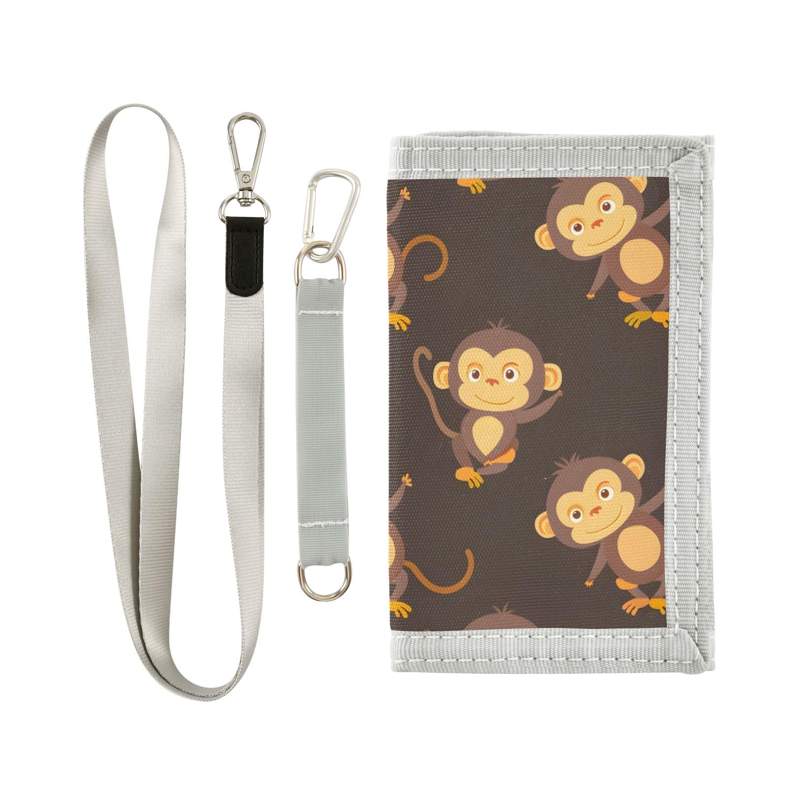 ALAZA Kids Wallets for Boys Girls Toddler Trifold Wallet Children Small Cute Monkeys with Zipper Coin Pocket