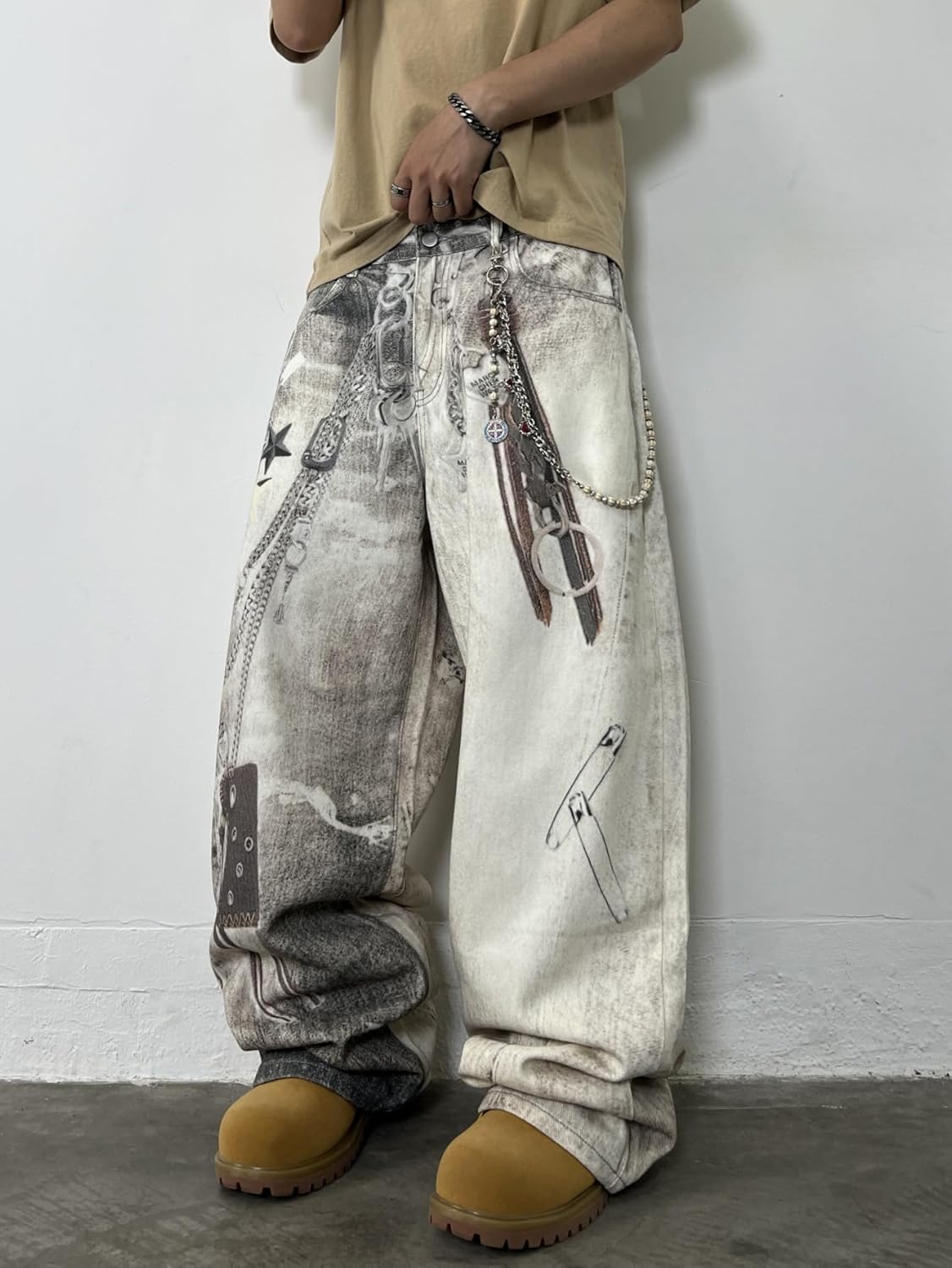 3D Digital Printed Baggy Jeans for Men Wide Leg Hip Hop Jeans Y2k Loose Fit Denim Pants - Image 2