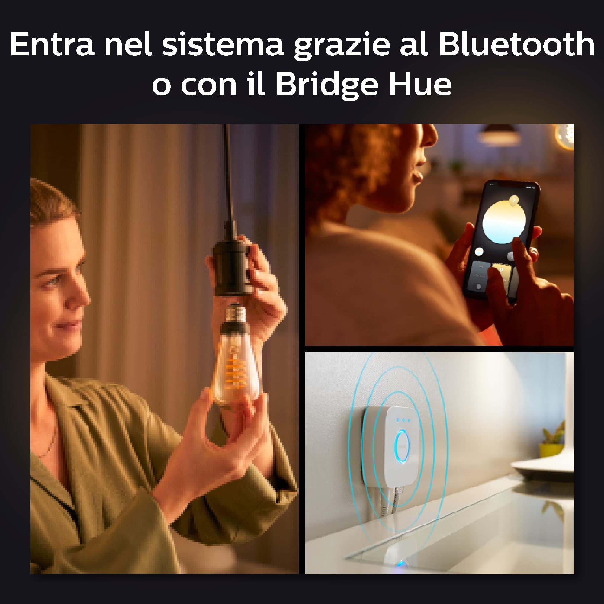Philips Hue White E27 Große Edison Filament ST72 550lm, warmweißes Licht, dimmbar, steuerbar via App, kompatibel mit Amazon Alexa (Echo, Echo Dot), 2er Pack