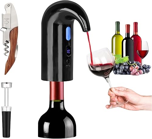 Aireador de vino eléctrico, dispensador de bomba de decantador de vino, juego de regalos de dispensador de vino automático, boquilla vertedora de