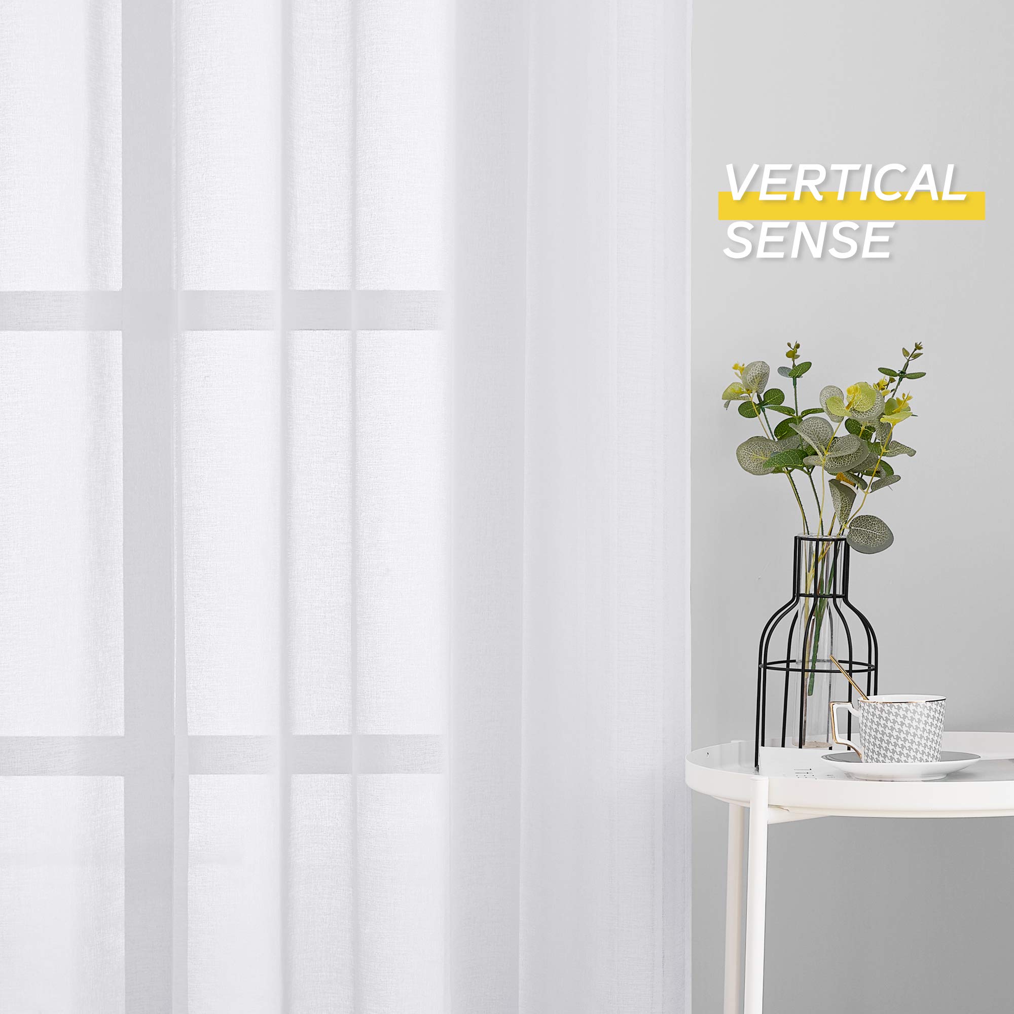 NICETOWN Sheer Curtain Set - 2 Panels, 55" Wide X 95" Long, Grommet Top, Semitransparent Voile, White