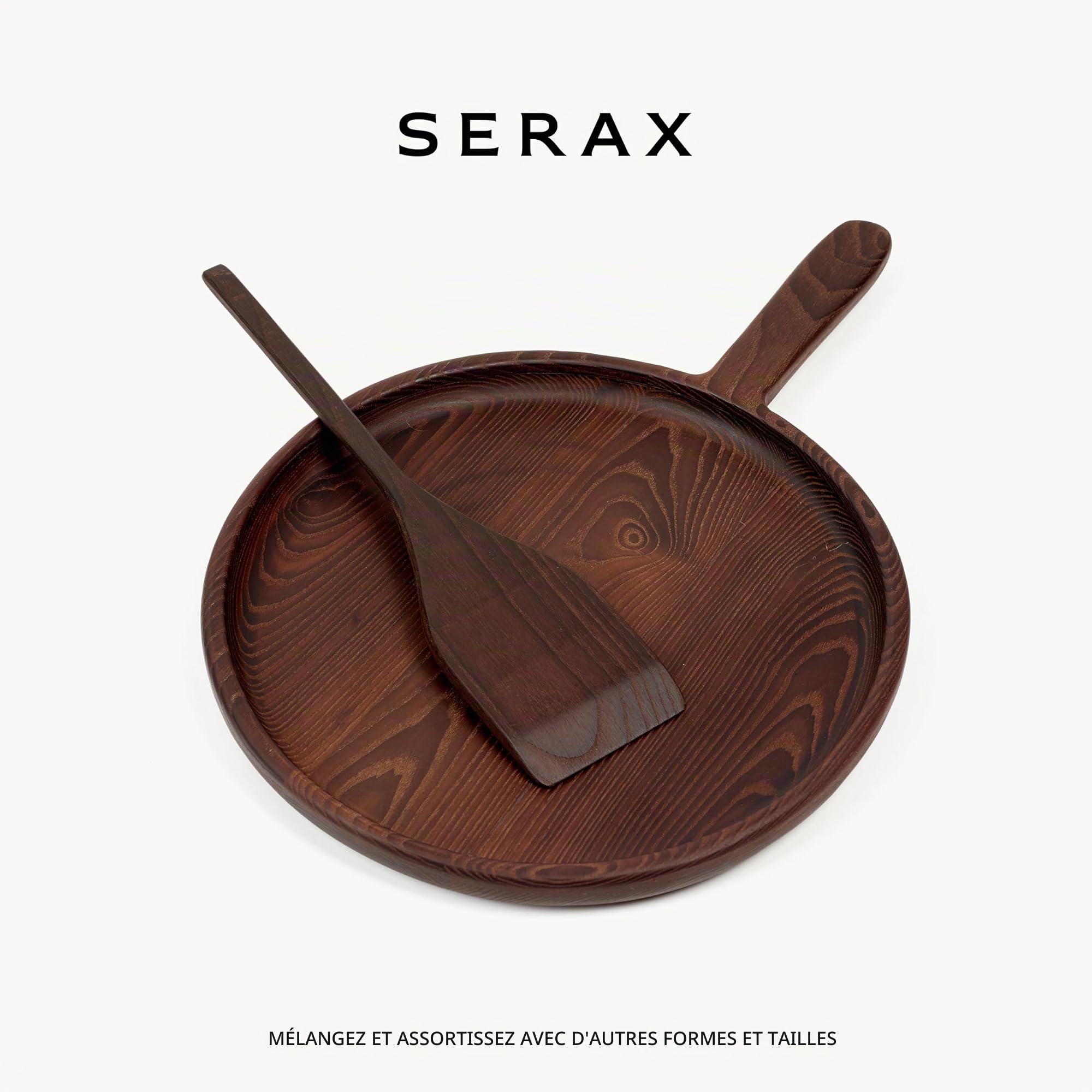 Serax set d’ustensiles de cuisine en bois Pure – lot de 5 pièces | 3 spatules et 2 cuillères | Collection Pure par Pascale Naessens | ustensiles pour cuisson et service