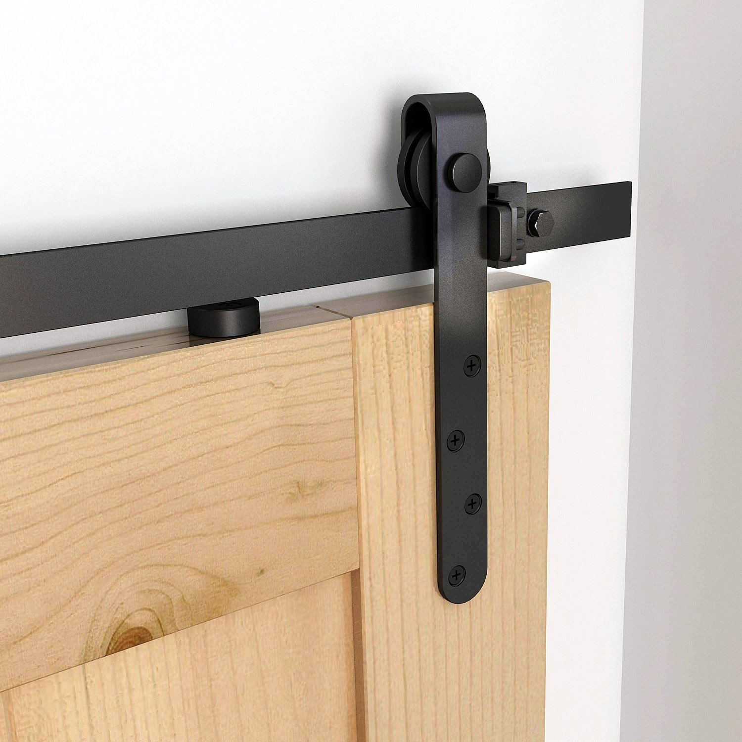 HOMCOM Kit de Porte Coulissante Système Galandage Largeur Max. 0,9 m Noir | pour Porte Épaisseur 20-25 mm, Charge Max. 20 Kg, Acier