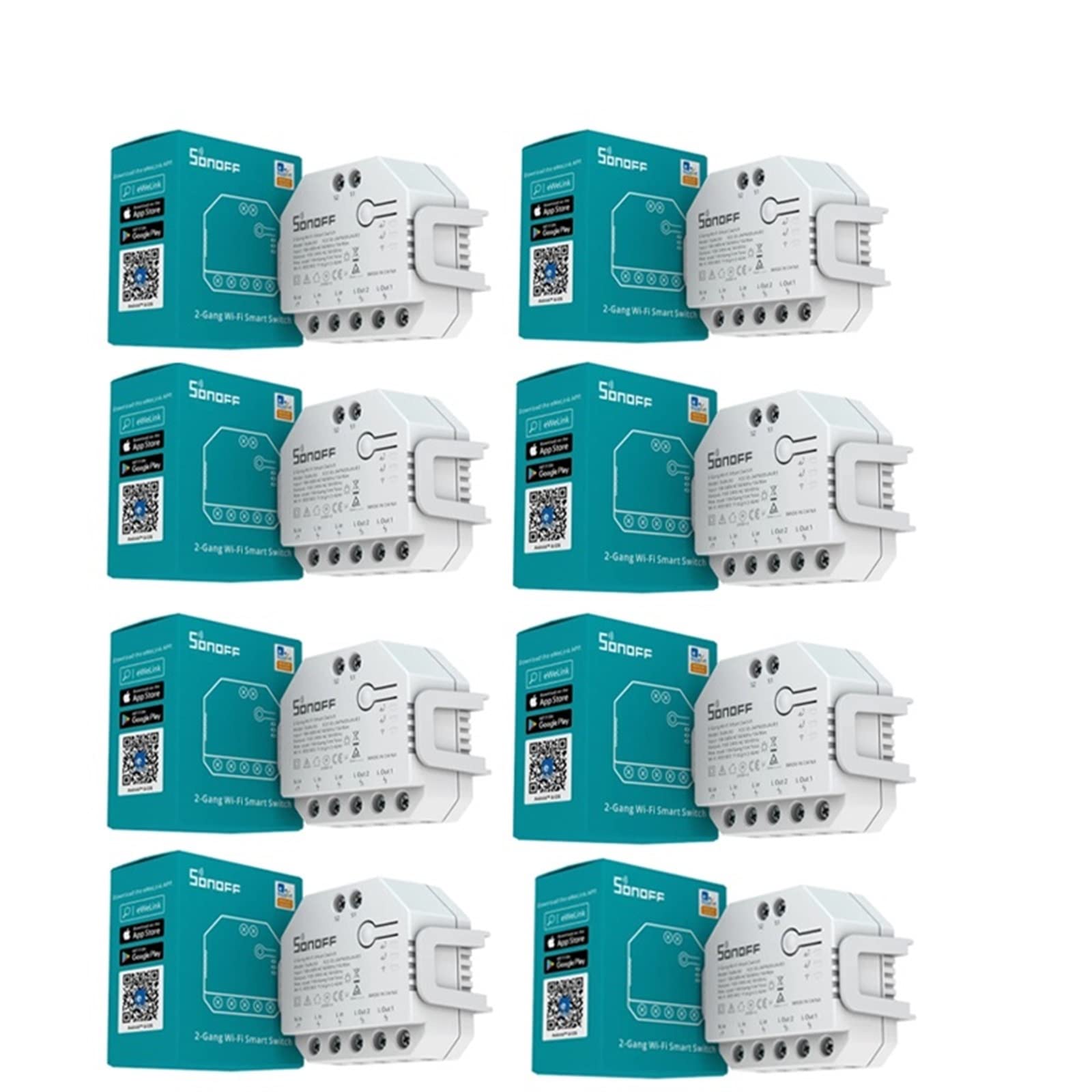 Mini Smart Switch DUALR3/R3 Lite 2-pasmowy podwójny moduł przekaźnikowy Pomiar mocy Inteligentny dom Via Części i części zamienne (kolor: Dualr3 8 szt.)