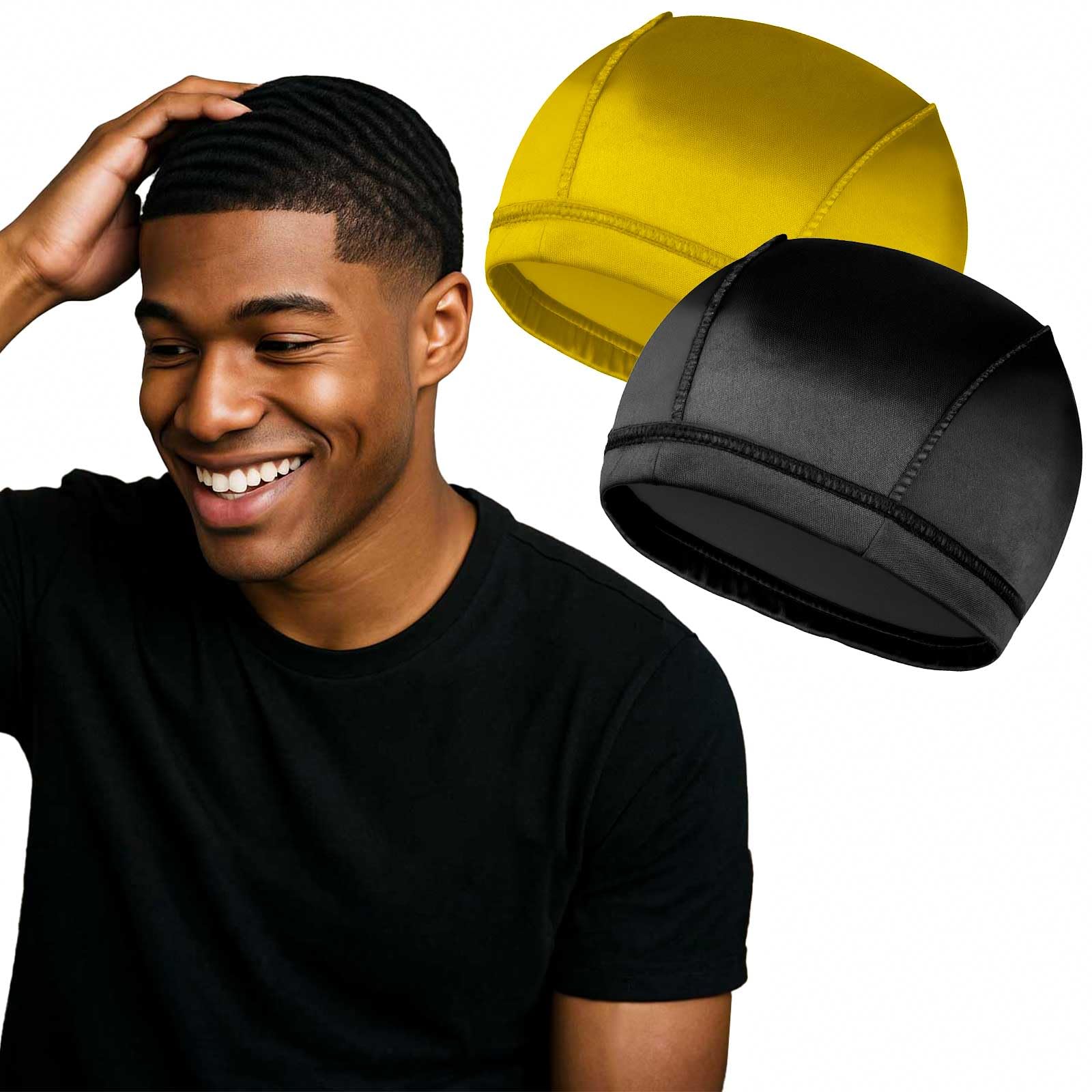 2PCS Silky Wave Caps for Men Waves, Good Compression Caps Over Durags for 360, 540, 720 Waves