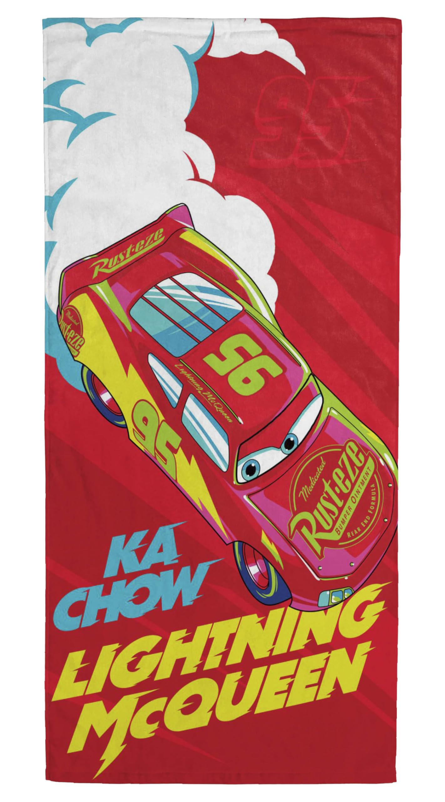 Jay Franco Kids Disney Cars 100% Cotton Beach Towel - 71 x 147cm Super Soft Bath Towel, Pool & Travel, Official Licensed Product, Red
