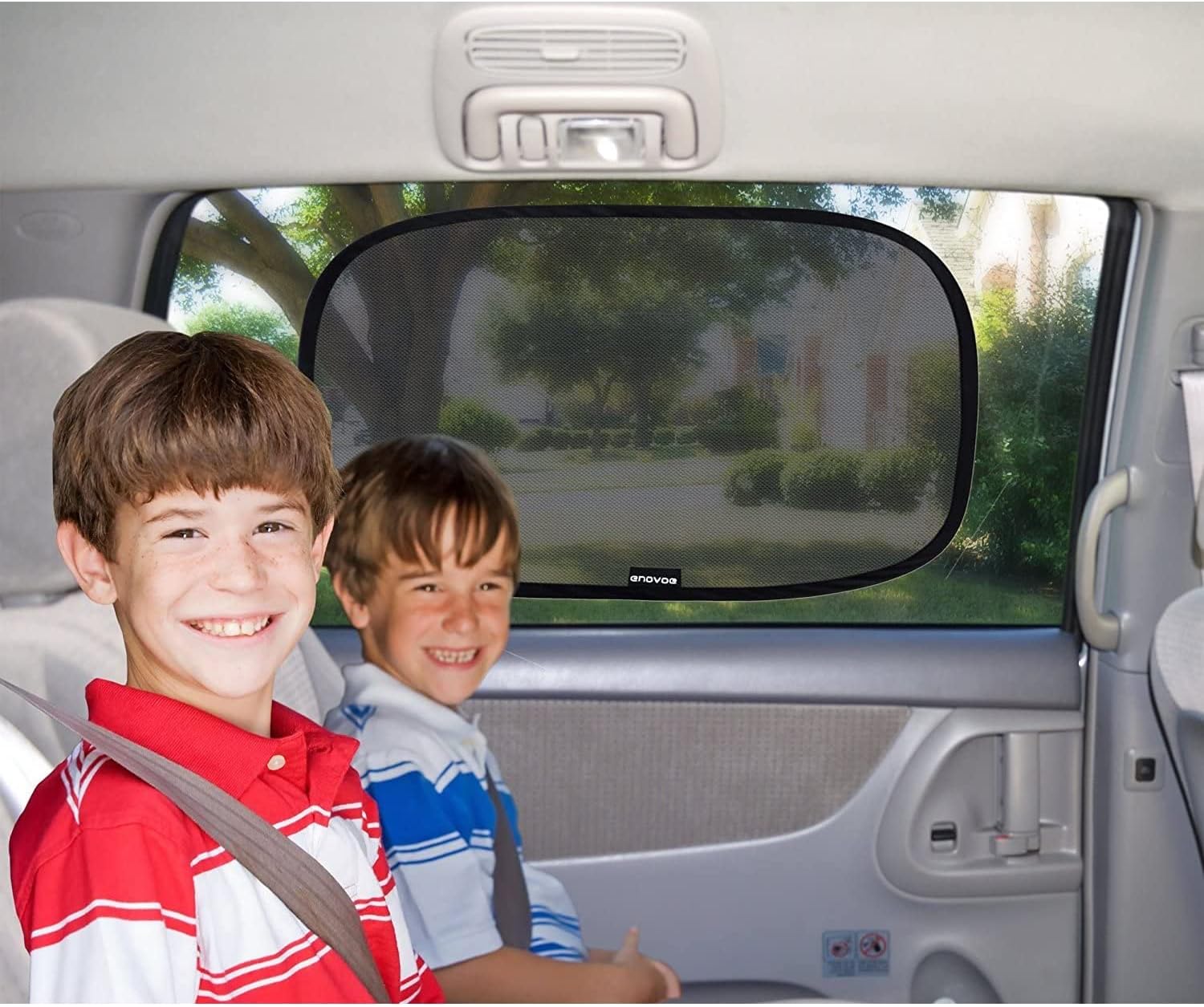 Car Window Shade - (2 Pack) - XL - 25" x 16" - Cling Car Sun Shade for Windows - Sun, Glare and UV Rays Protection for Your Child - Baby Car Shades for Side Window by Enovoe