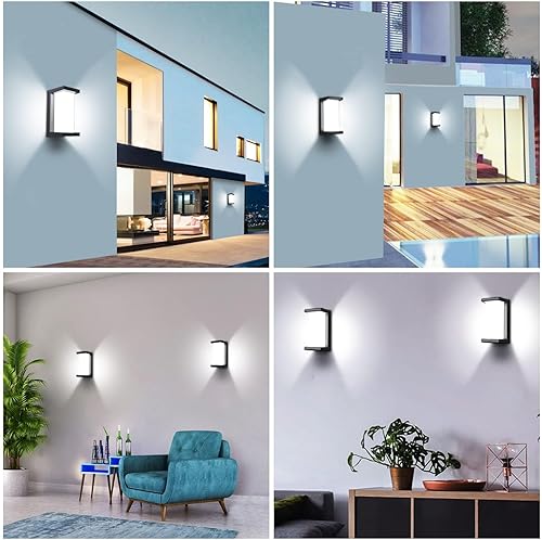 Miniatura 5 de Juyace Paquete de 4 lámparas de pared LED de 18 W para exteriores, accesorios de iluminación exterior económicos, modernos apliques de pared para